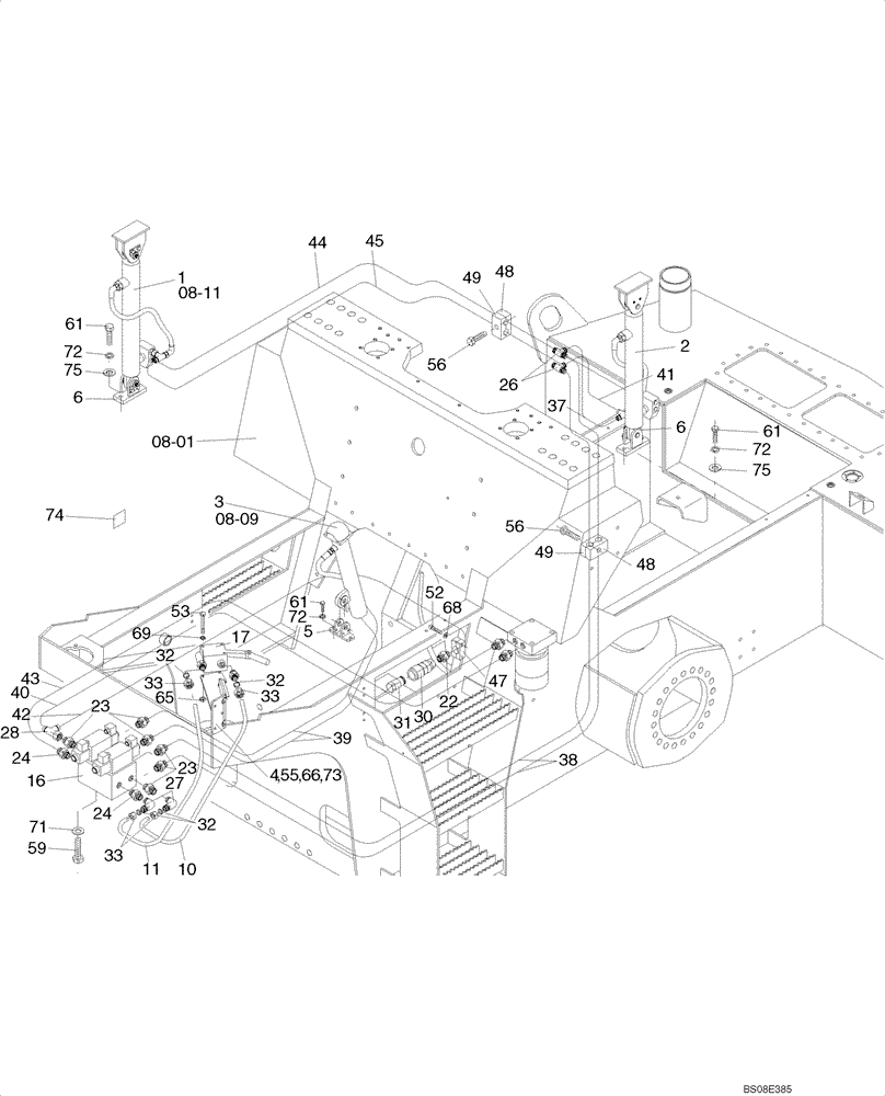 Схема запчастей Case SV208 - (08-08[01]) - HYDRAULICS - TILTING, HOOD AND PLATFORM (GROUP 380) (ND139578) (08) - HYDRAULICS