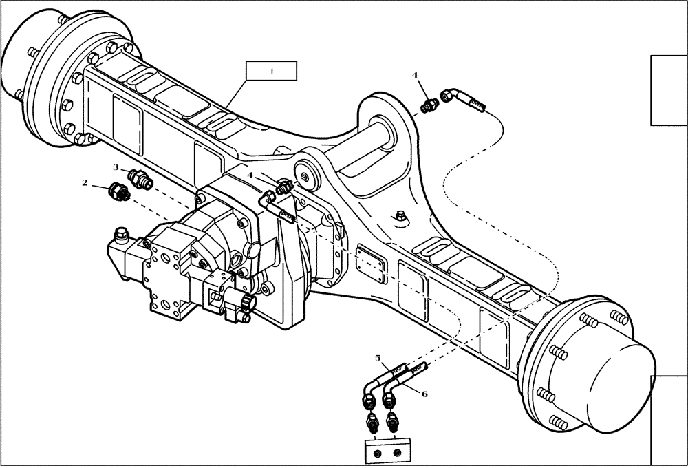 Схема запчастей Case 221D - (02.020[2988872000]) - SWING AXLE INSTALLATION STANDARD WITH HYD HOSE (27) - REAR AXLE SYSTEM