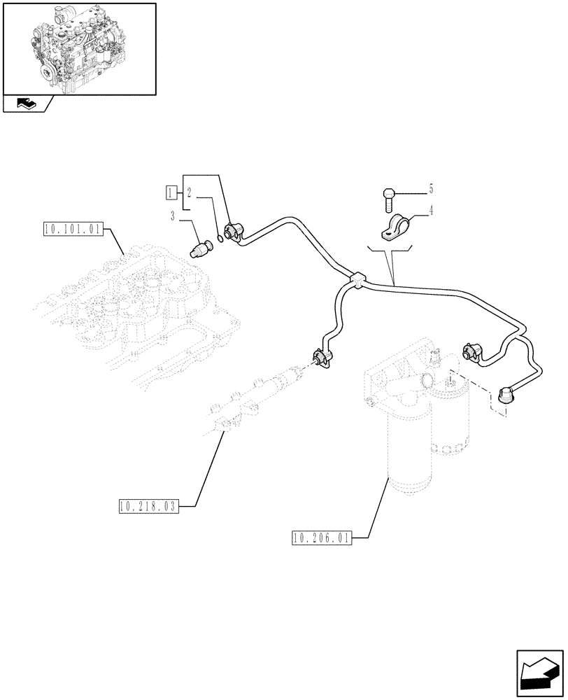 Схема запчастей Case F4DFE613J A004 - (10.218.01) - INJECTION EQUIPMENT - PIPING (10) - ENGINE