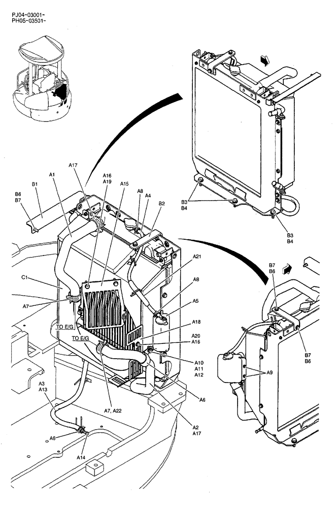 Схема запчастей Case CX50B - (02-007) - RADIATOR INSTAL (05) - SUPERSTRUCTURE