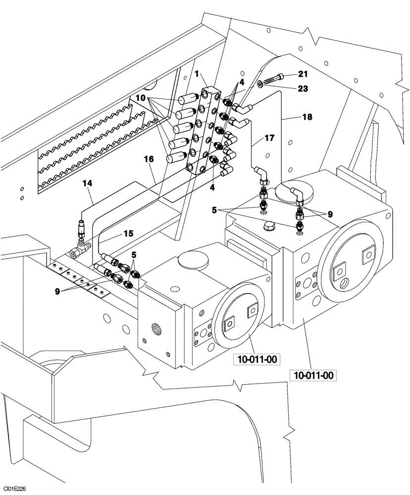 Схема запчастей Case SV210 - (10-009-00[01]) - HYDRAULIC LINES, DIAGNOSTICS (UNTIL P.I.N. DDD000851) (GROUP 390) (ND104265) (08) - HYDRAULICS