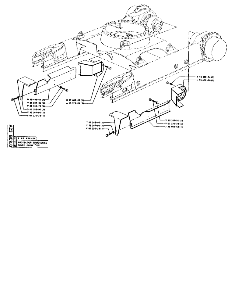 Схема запчастей Case 90BCL - (085) - PIPING PROTECTION (04) - UNDERCARRIAGE