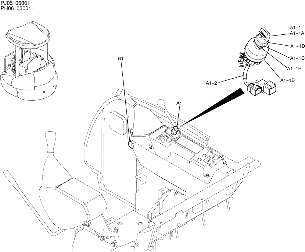 Схема запчастей Case CX50B - (01-075) - KEY ASSY (90) - PLATFORM, CAB, BODYWORK AND DECALS