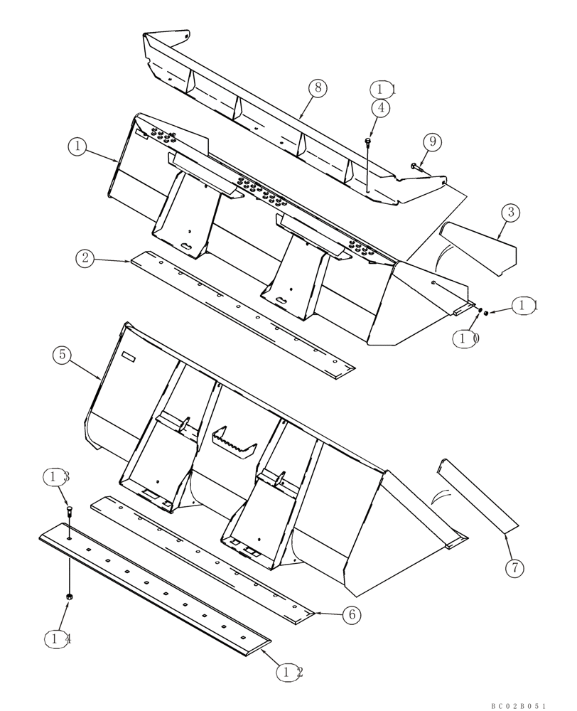 Схема запчастей Case 435 - (09-07) - BUCKETS, LOADER - 2083 MM (82 IN) WIDE BUCKET (09) - CHASSIS