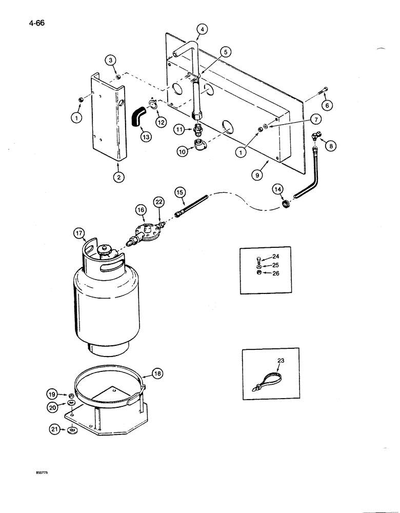 Схема запчастей Case 1086B - (4-066) - LIQUID PROPANE FIRED HEATER, TANK AND MOUNTING PARTS (04) - ELECTRICAL SYSTEMS