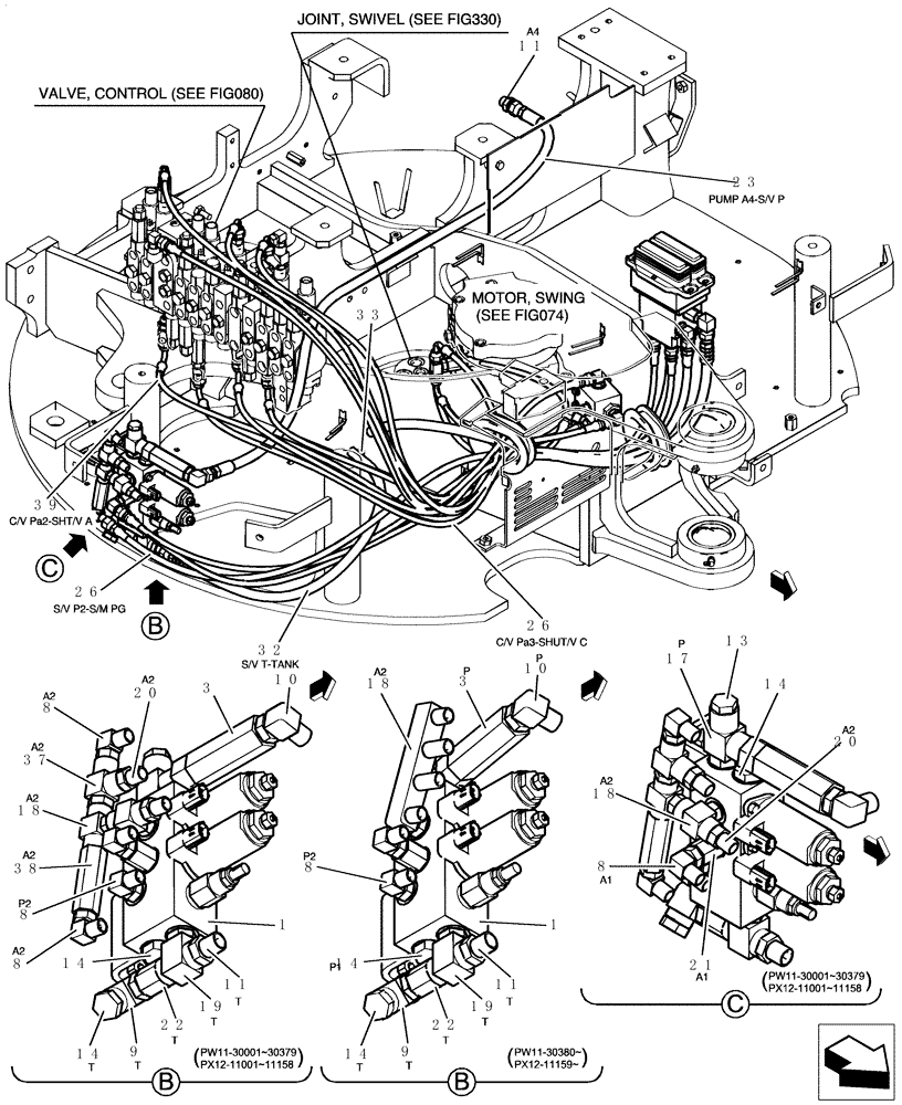 Схема запчастей Case CX31B - (160-18[2]) - CONTROL LINES (35) - HYDRAULIC SYSTEMS