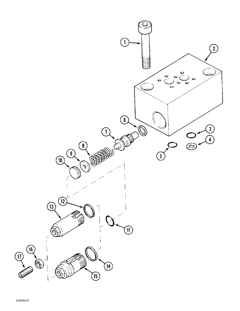 Схема запчастей Case 170C - (8-106) - ATTACHMENT CONTROL VALVE, CIRCUIT RELIEF VALVES (08) - HYDRAULICS