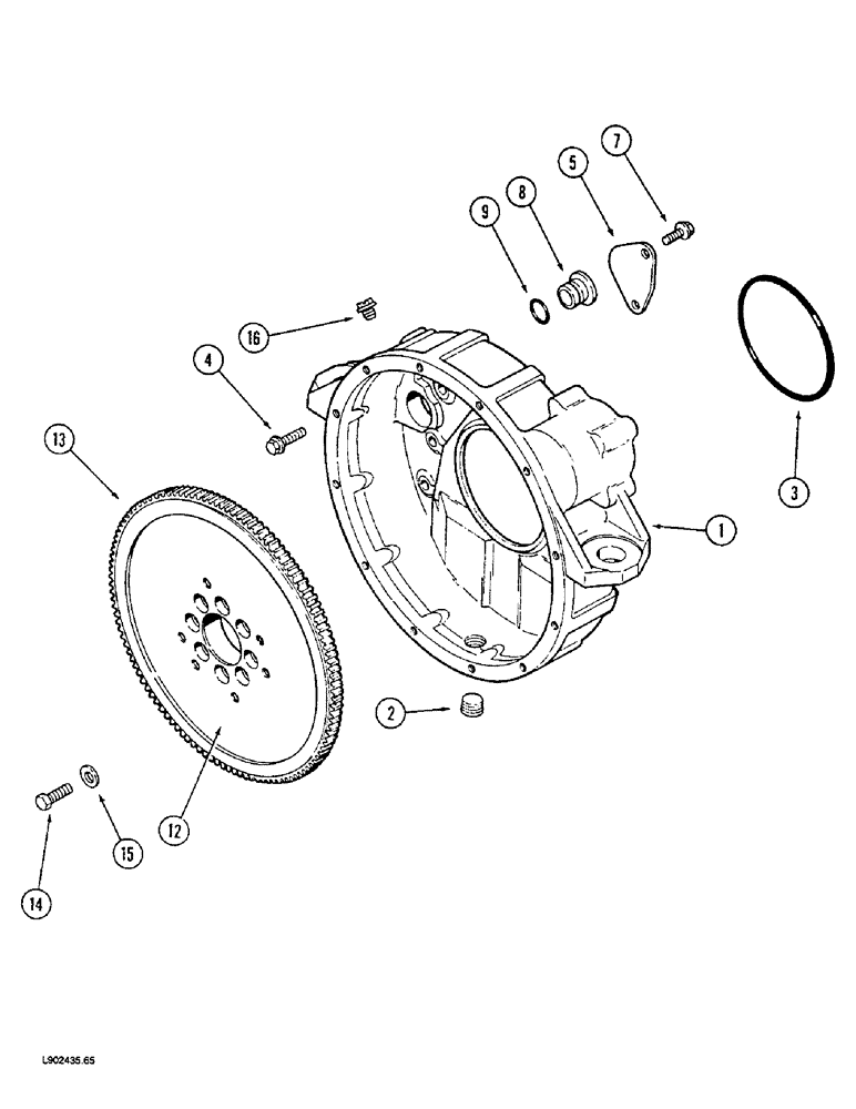 Схема запчастей Case 1088 - (2-58) - FLYWHEEL AND HOUSING, 6T-590 ENGINE (02) - ENGINE