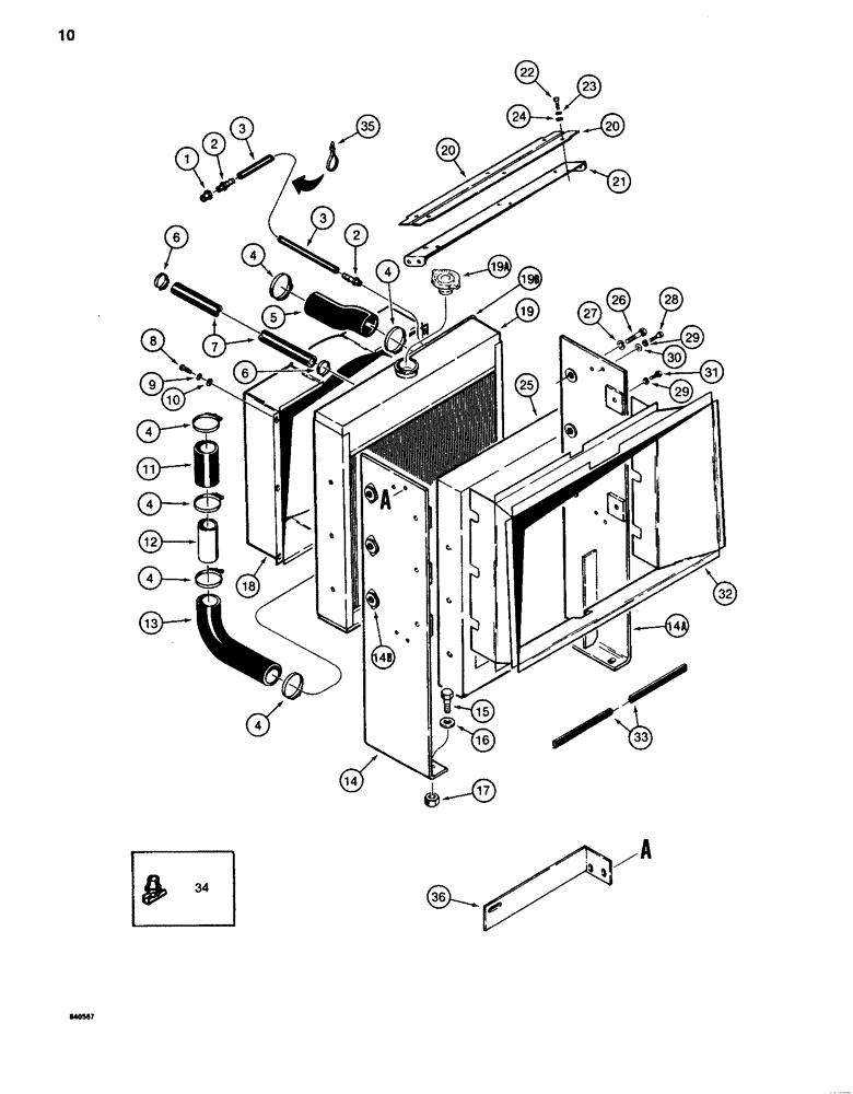 Схема запчастей Case 880C - (010) - RADIATOR, OIL COOLER, AND HOSES (01) - ENGINE