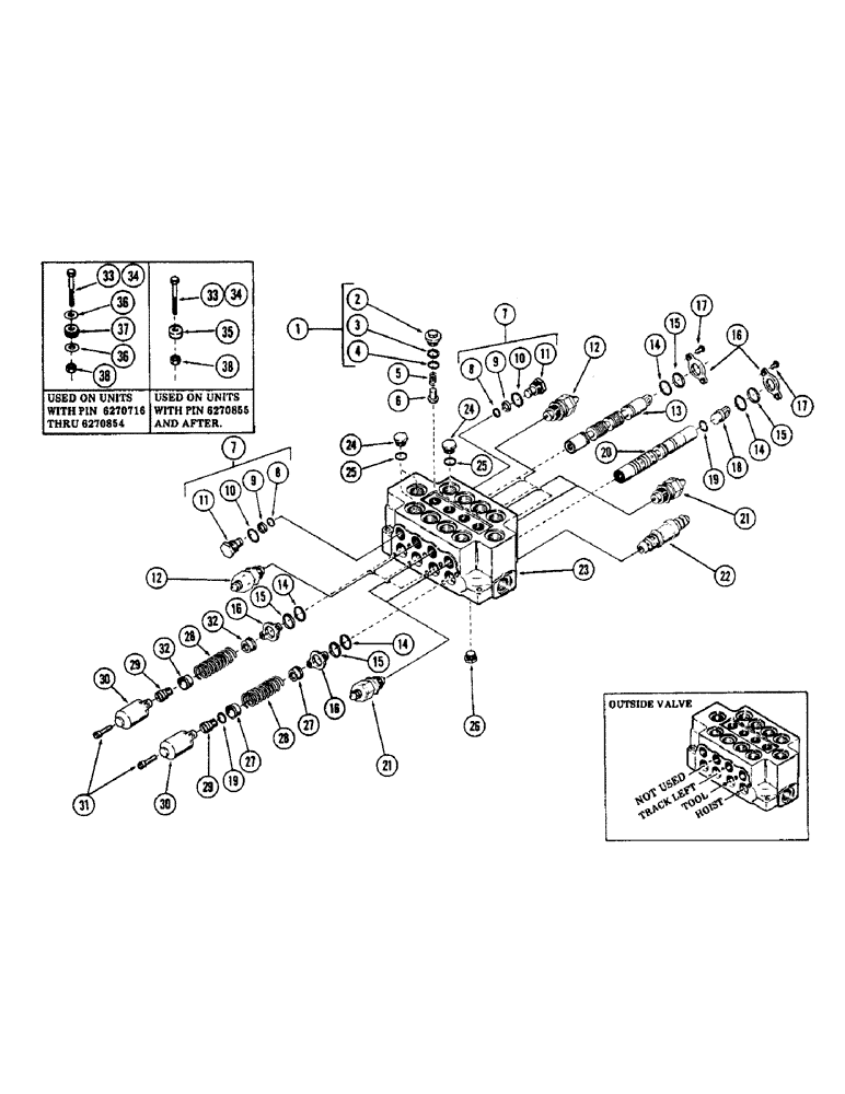 Схема запчастей Case 40 - (260) - 4-SPOOL MAIN CONTROL VALVE, (STANDARD OUTSIDE VALVE) (35) - HYDRAULIC SYSTEMS