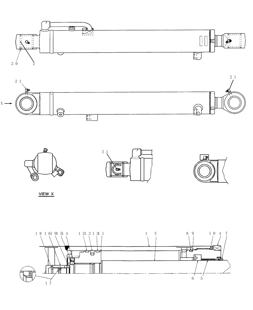 Схема запчастей Case CX31B - (HC650-01[1]) - ARM CYLINDER (35) - HYDRAULIC SYSTEMS