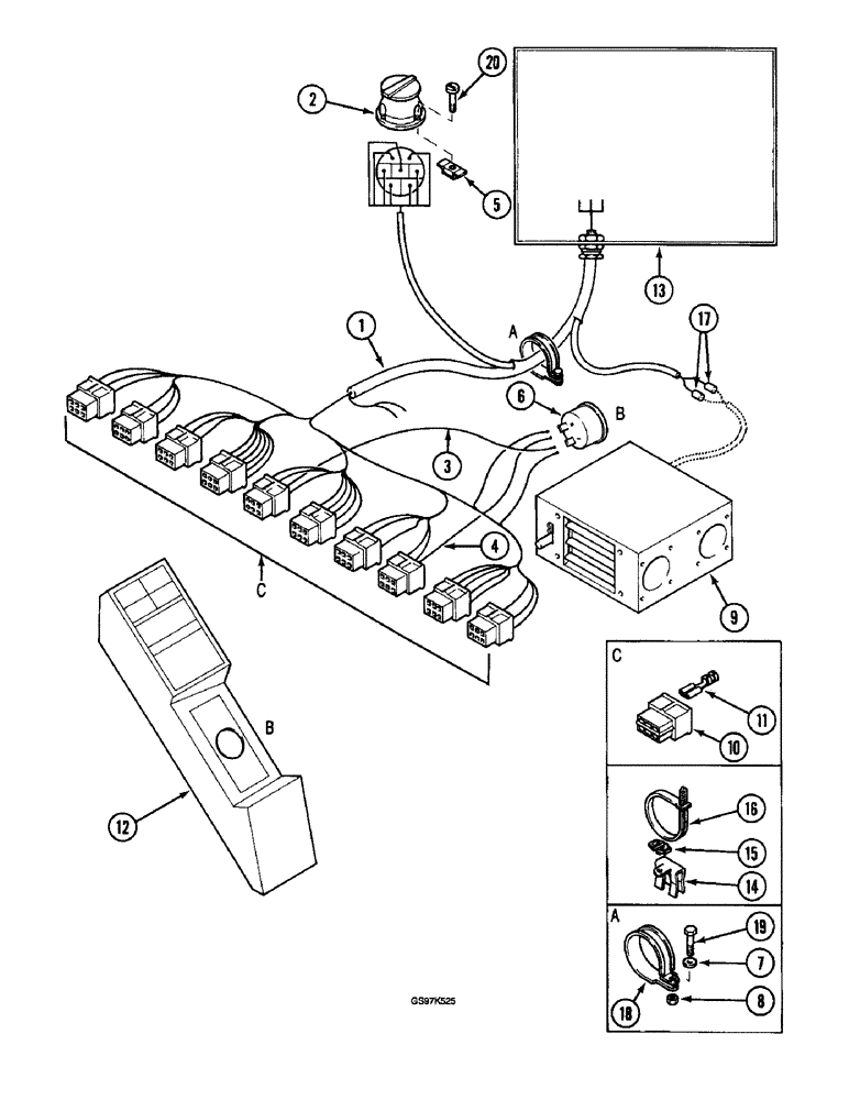 Схема запчастей Case 220B - (4-22) - INSTRUMENT PANEL ELECTRICAL HARNESS, P.I.N. 74516 THROUGH 74597, P.I.N. 03201 AND AFTER (04) - ELECTRICAL SYSTEMS