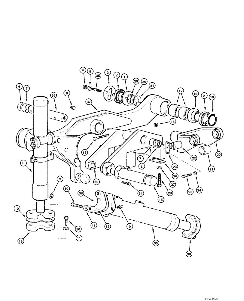 Схема запчастей Case 885 - (08.62[00]) - CYLINDER - SADDLE AND ACTUATING (3 HOLES) (08) - HYDRAULICS