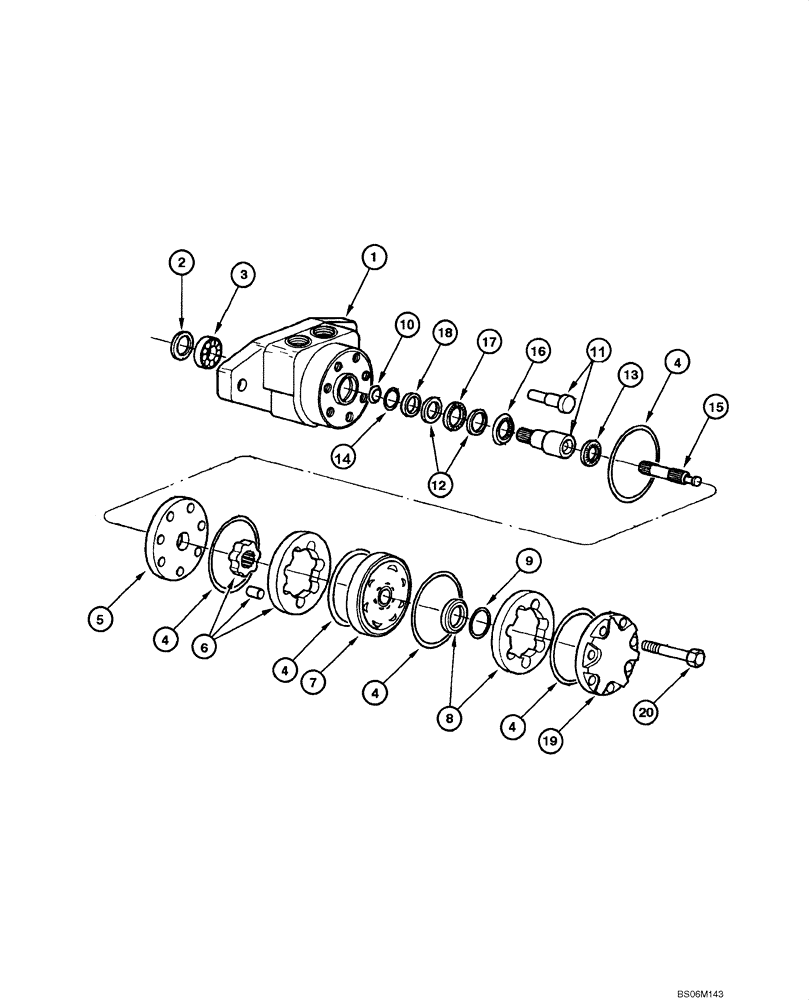 Схема запчастей Case 845 - (08.21[00]) - CIRCLE HYDRAULIC CIRCUIT - TURN-CIRCLE HYDRAULIC MOTOR (08) - HYDRAULICS