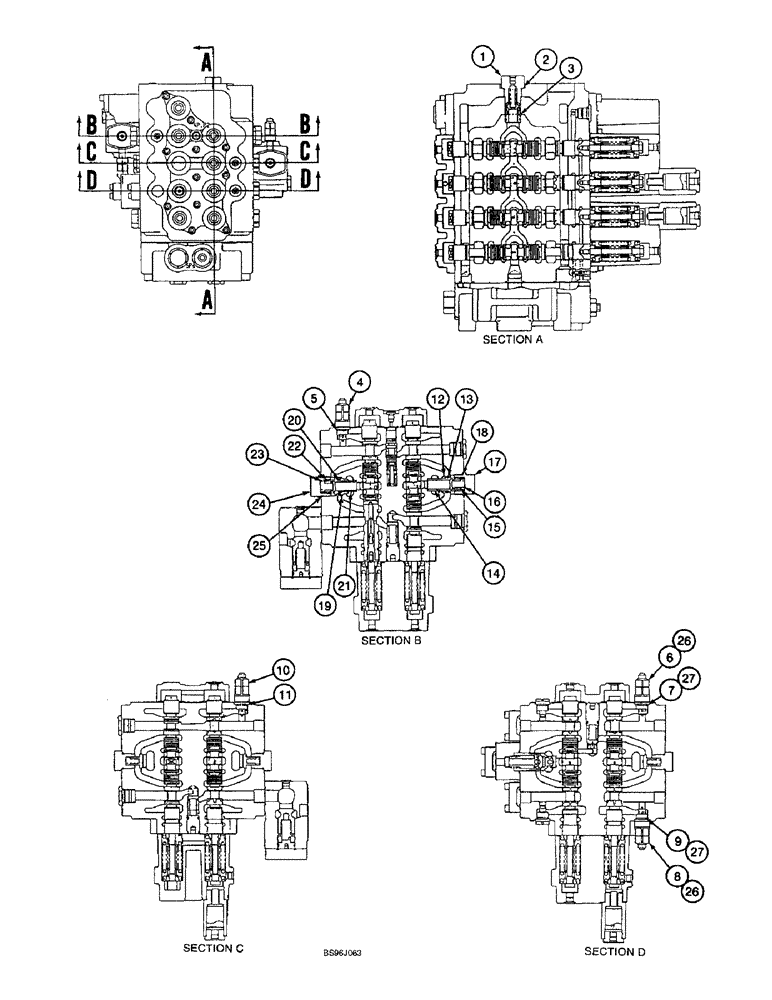 Схема запчастей Case 9060B - (8-122) - CONTROL VALVE, WORKING CIRCUIT RELIEF VALVES (08) - HYDRAULICS