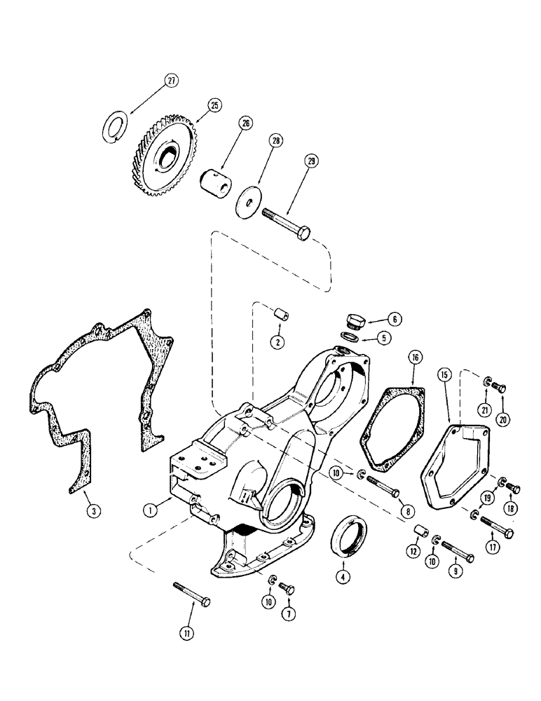 Схема запчастей Case 980 - (038) - TIMING GEAR COVER & IDLER GEAR, (504BDT) DIESEL ENGINE (01) - ENGINE