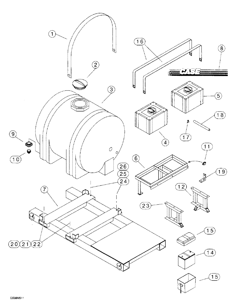 Схема запчастей Case BPDHP335 - (9-02) - FRAME AND BENTONITE TANK 