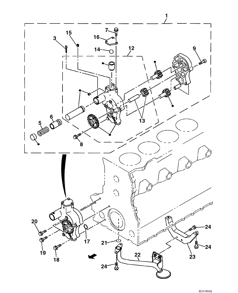 Схема запчастей Case CX800 - (02-17) - OIL PUMP (02) - ENGINE