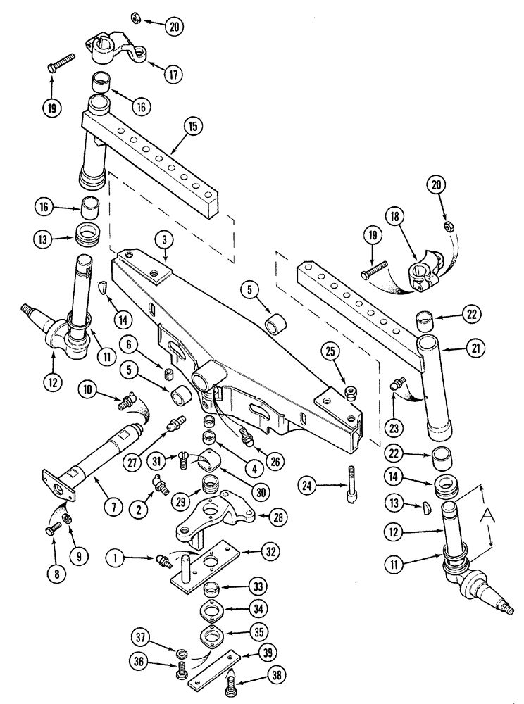 Схема запчастей Case 380B - (5-18) - ADJUSTABLE STRAIGHT FRONT AXLE - DRAWBAR AND LCG TRACTORS (05) - STEERING