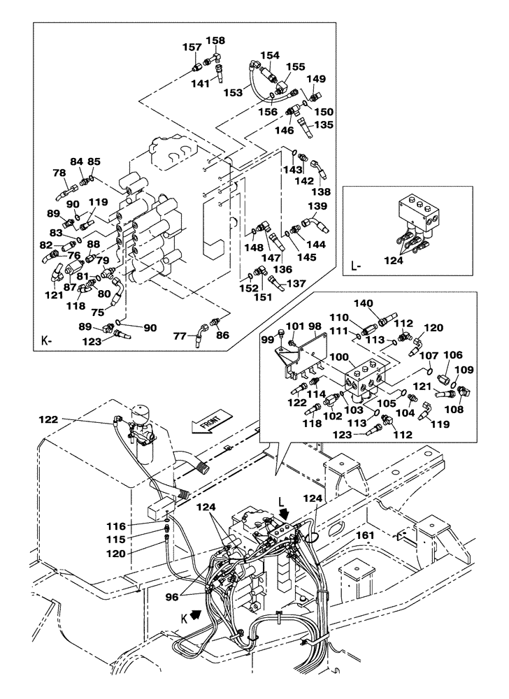 Схема запчастей Case CX300C - (08-035-00[01]) - HYDRAULIC CIRCUIT - HAND CONTROL PILOT - WITHOUT SAFETY VALVE (08) - HYDRAULICS