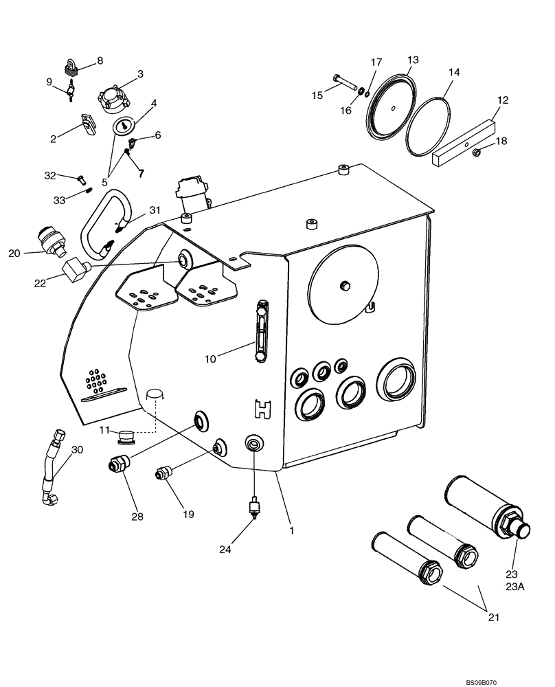 Схема запчастей Case 1150K - (08-01A) - RESERVOIR, HYDRAULIC - COVERS (IF USED) (08) - HYDRAULICS