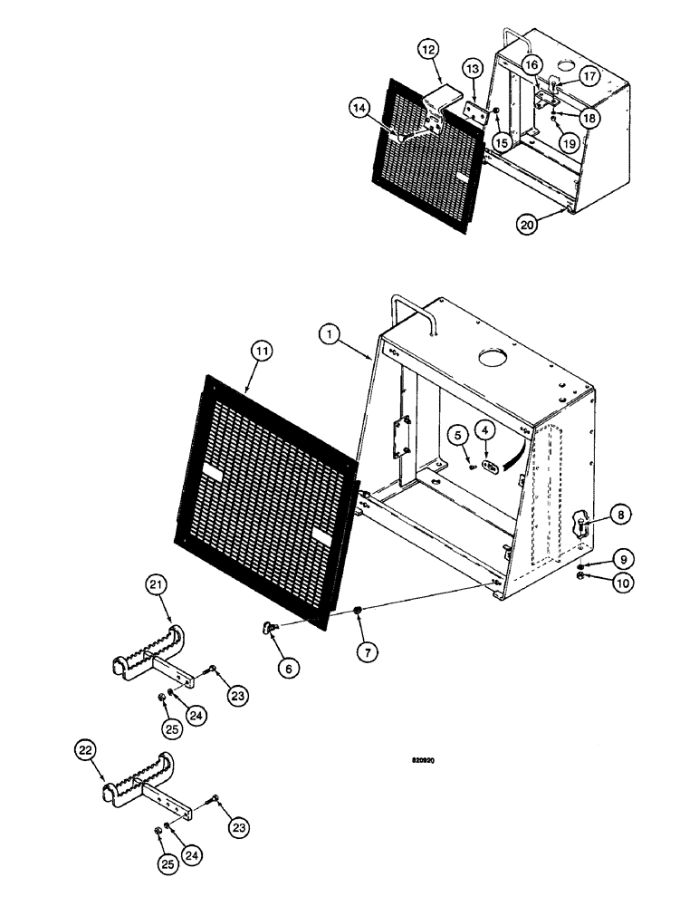 Схема запчастей Case W14 - (568) - STEPS, GRILLE, AND RADIATOR GUARD, BACKHOE MODELS ONLY (09) - CHASSIS/ATTACHMENTS