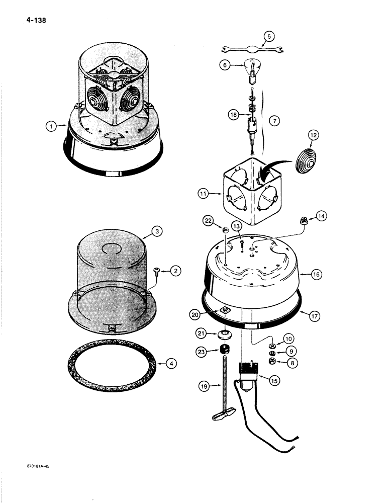 Схема запчастей Case 780C - (4-138) - 12 VOLT ROTATING BEACON (04) - ELECTRICAL SYSTEMS