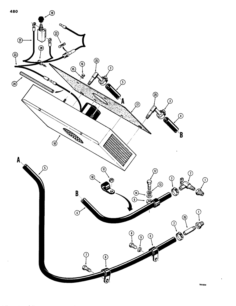 Схема запчастей Case 1150B - (480) - CAB HEATER (05) - UPPERSTRUCTURE CHASSIS