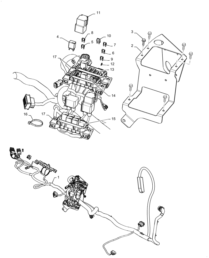 Схема запчастей Case 580SN WT - (55.512.17[01]) - VAR 423061, 423062 - HARNESS - SIDE CONSOLE, S AND H TYPE POWERSHIFT TRANSMISSION (580SN, 580SN WT, 590SN) (55) - ELECTRICAL SYSTEMS