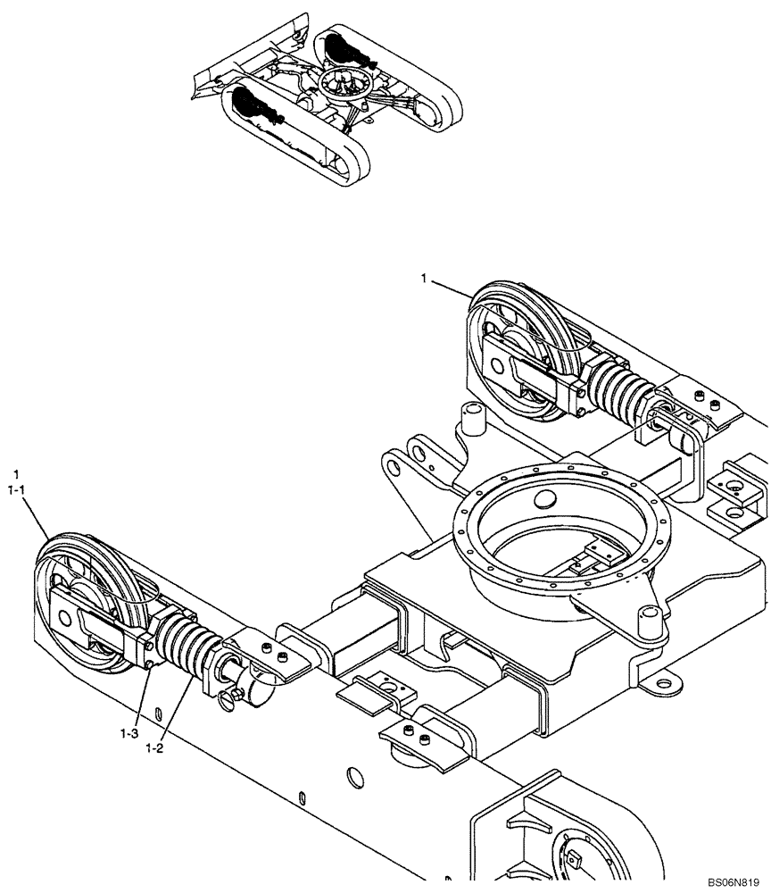 Схема запчастей Case CX17B - (02-004[00]) - IDLER ASSY (PU52D00017F1) (48) - TRACKS & TRACK SUSPENSION