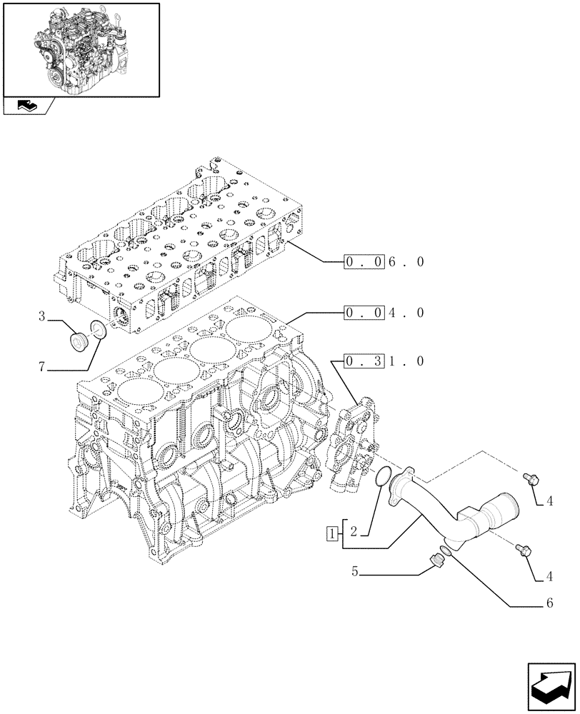 Схема запчастей Case 21E - (0.32.3) - PIPING - ENGINE COOLING SYSTEM (01) - ENGINE