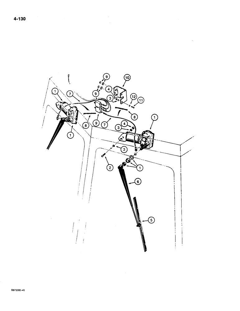 Схема запчастей Case W36 - (4-130) - REAR WIPERS (04) - ELECTRICAL SYSTEMS