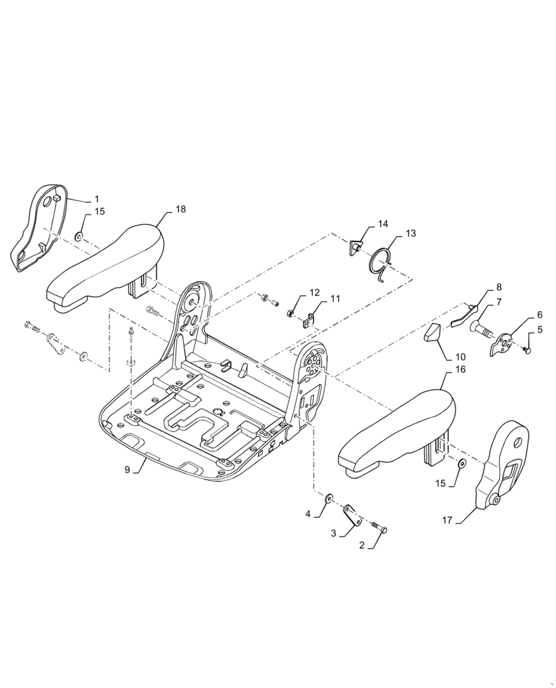 Схема запчастей Case 621F - (90.120.AJ) - SEAT ASSY MECHANICAL BOTTOM VINYL AND CLOTH (90) - PLATFORM, CAB, BODYWORK AND DECALS