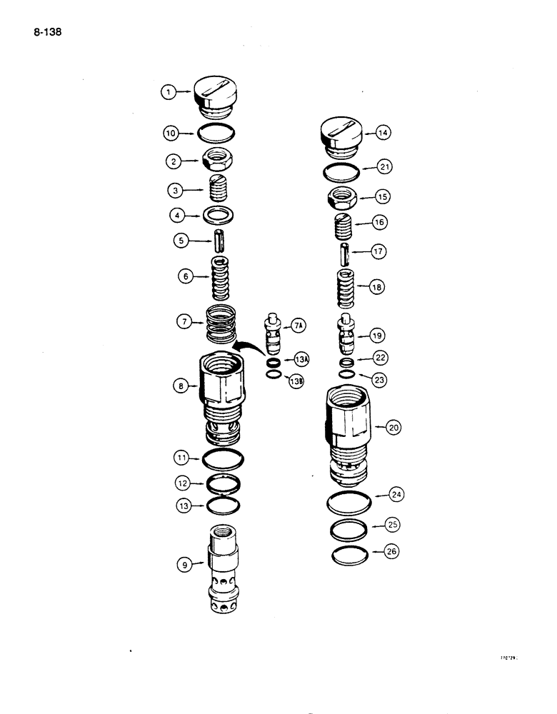 Схема запчастей Case 850D - (8-138) - ANTICAVITATION AND CIRCUIT RELIEF VALVES (08) - HYDRAULICS