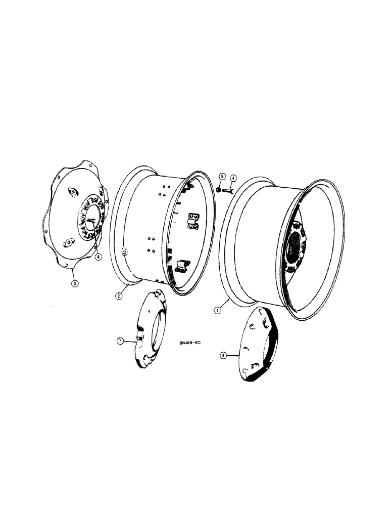 Схема запчастей Case 420B - (102[A]) - REAR WHEELS AND RIMS (FROM SERIAL #6128060) 