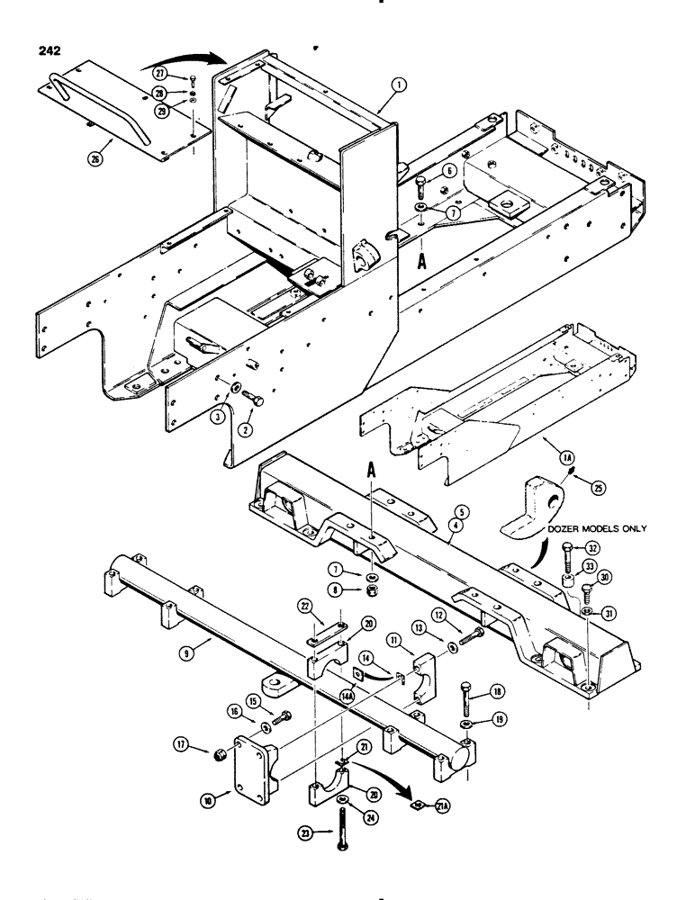 Схема запчастей Case 455B - (242) - ENGINE FRAME AND CROSSMEMBERS (04) - UNDERCARRIAGE