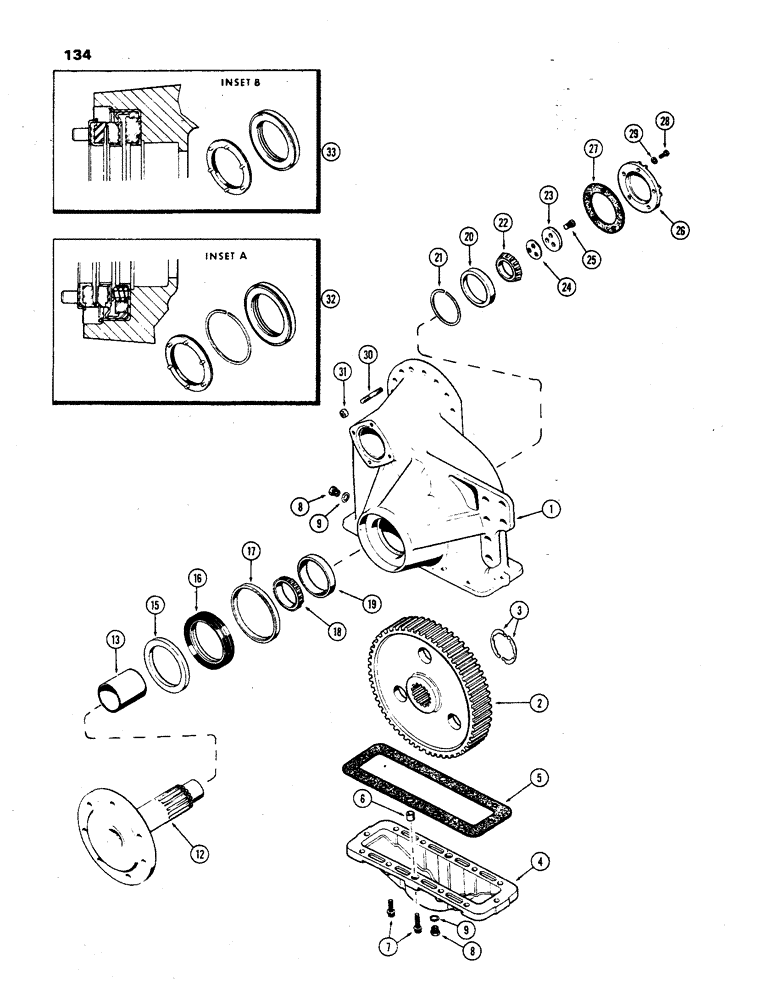 Схема запчастей Case 850 - (134) - FINAL DRIVE AND HOUSING, USED PRIOR TO TRANS. S/N 2697154, USED PRIOR TO TRAC. S/N 7074053 (03) - TRANSMISSION