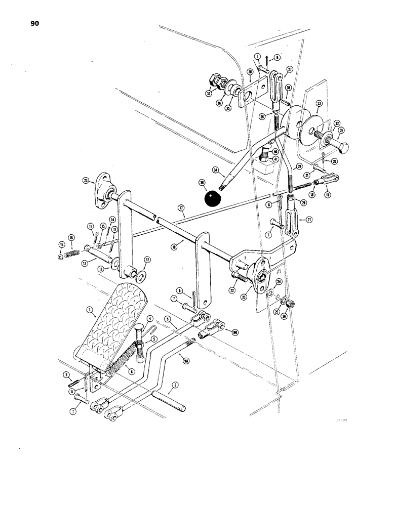 Схема запчастей Case 850 - (090) - THROTTLE CONTROL LINKAGE (01) - ENGINE