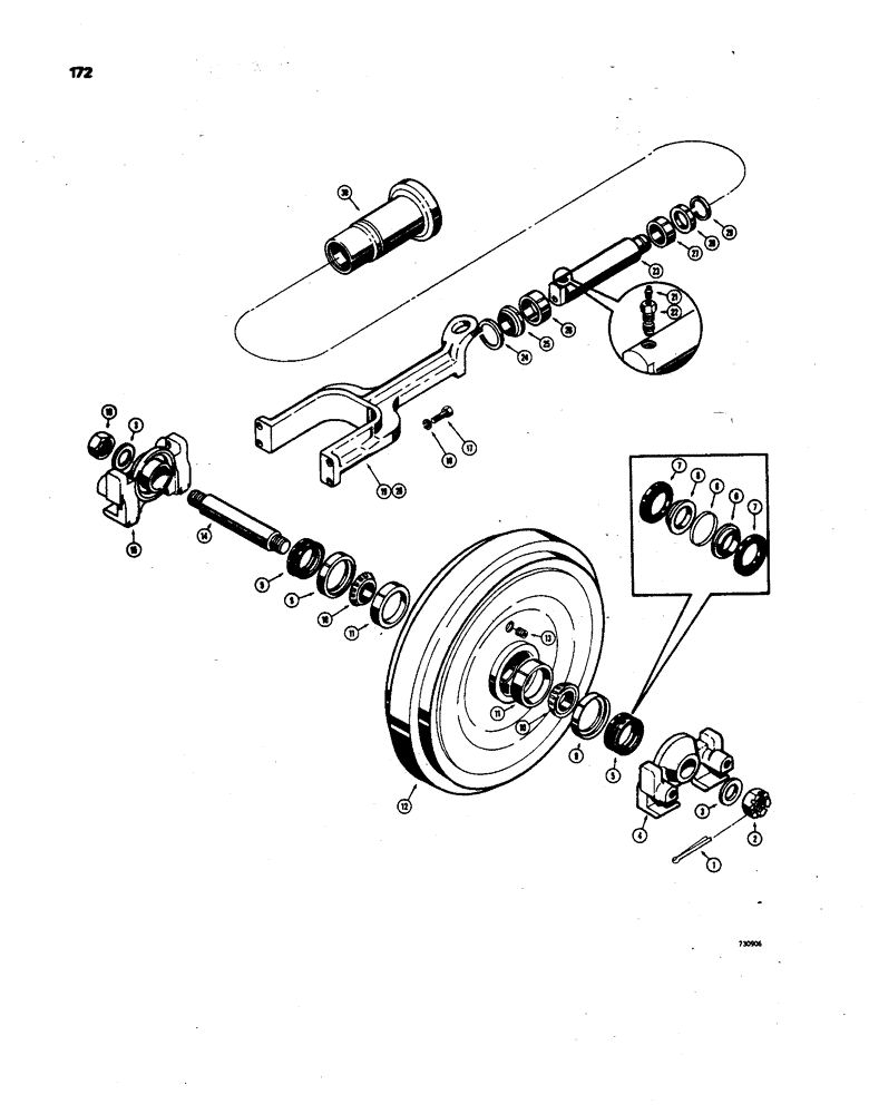 Схема запчастей Case 850 - (172) - IDLER WHEEL AND TRACK ADJUSTER, USED BEFORE TRACTOR SN. 7073534 (04) - UNDERCARRIAGE