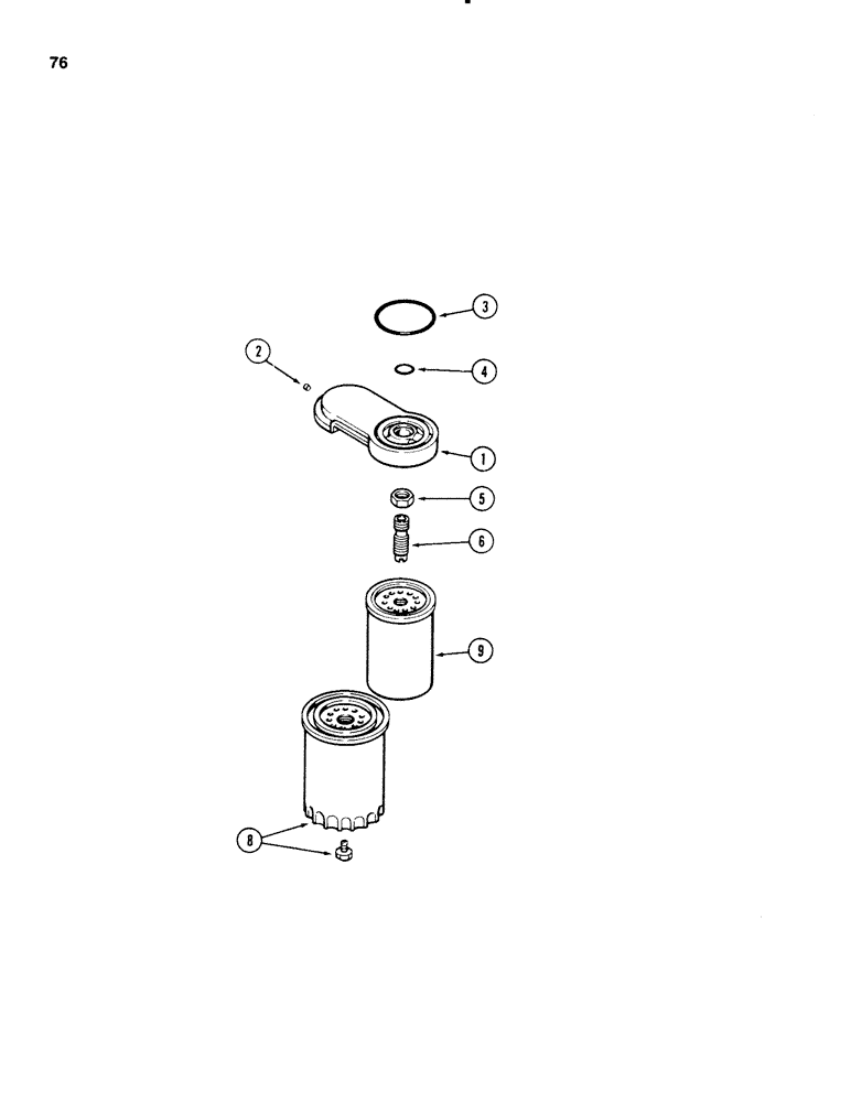 Схема запчастей Case 580E - (076) - FUEL FILTER, 4T-390 AND 4-390 DIESEL ENGINE (03) - FUEL SYSTEM