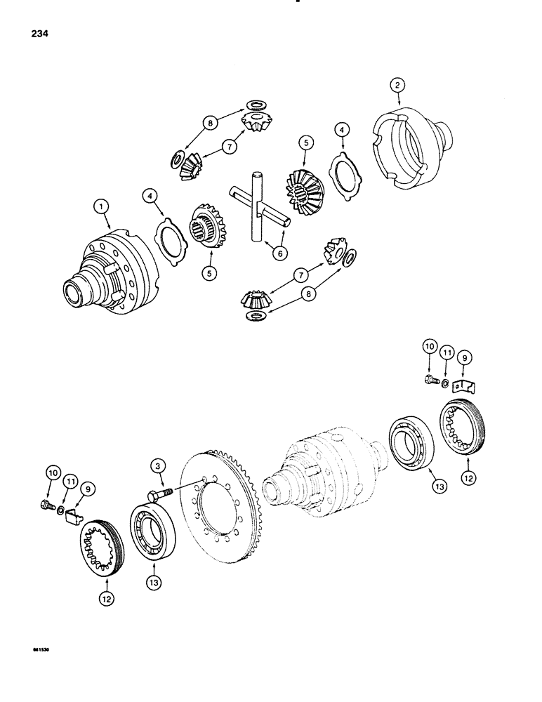 Схема запчастей Case 580SE - (234) - FRONT DRIVE AXLE, DIFFERENTIAL (06) - POWER TRAIN