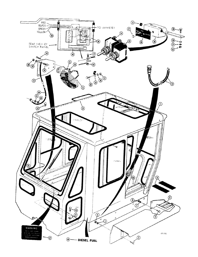 Схема запчастей Case 680CK - (164) - CAB AND RELATED PARTS (90) - PLATFORM, CAB, BODYWORK AND DECALS