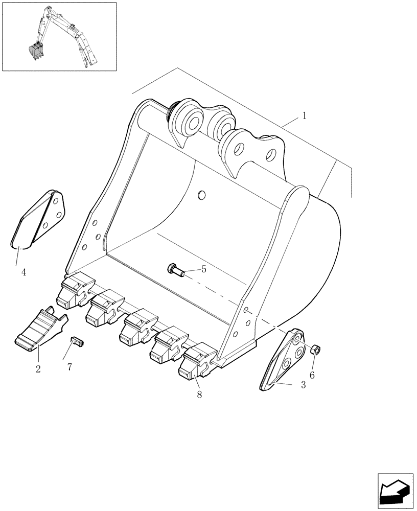 Схема запчастей Case CX16B - (5.0102[01]) - BUCKET - (L=700MM) (84) - BOOMS, DIPPERS & BUCKETS