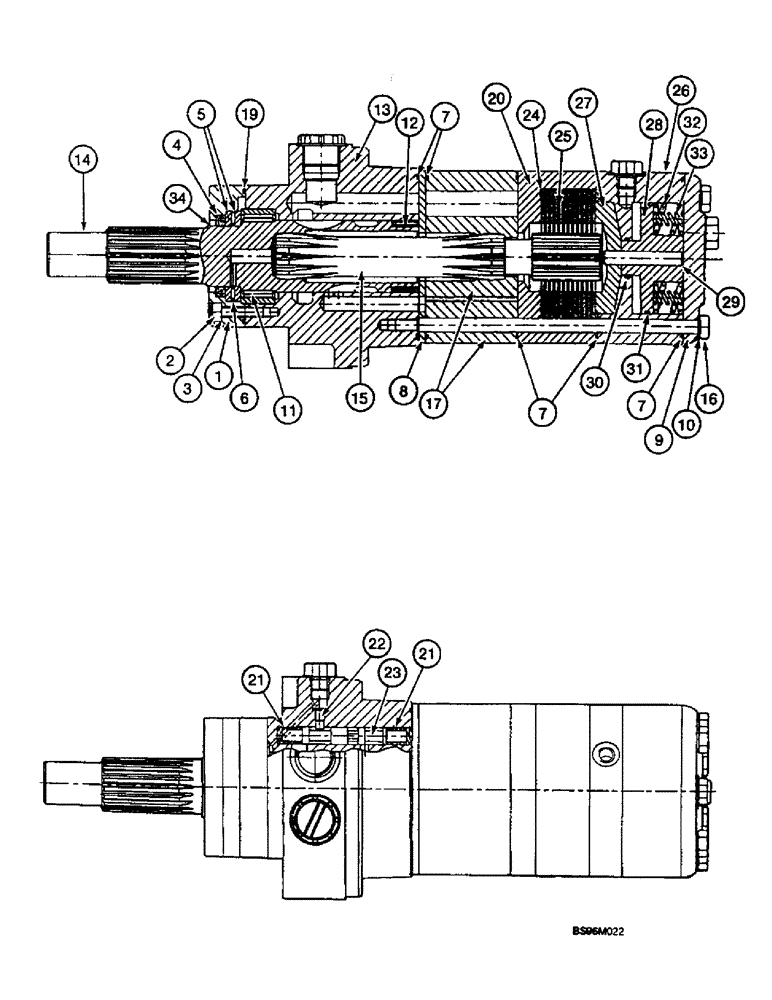 Схема запчастей Case 1825B - (6-34) - MOTOR ASSEMBLY, HYDROSTATIC DRIVE, EUROPE (06) - POWER TRAIN