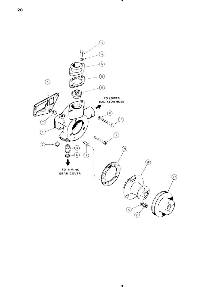 Схема запчастей Case 585C - (020) - WATER PUMP, 207 DIESEL ENGINE (10) - ENGINE