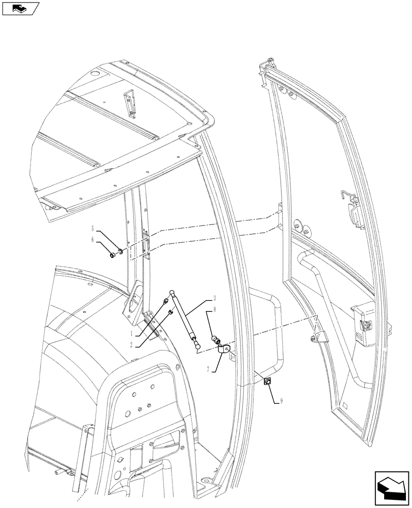 Схема запчастей Case 580SN WT - (90.154.02) - VAR - 747853, 747854, 747855 - CAB - DOOR MOUNTING (90) - PLATFORM, CAB, BODYWORK AND DECALS