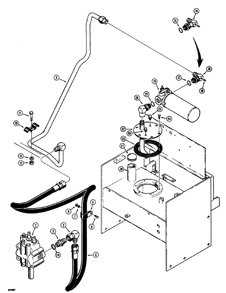 Схема запчастей Case 350B - (148) - EQUIPMENT HYD CIRCUIT, CONTROL VALVE TO RESERVOIR, MODEL W/ DONALDSON FILTER-TRAC.SN 3073926 & AFTER (07) - HYDRAULIC SYSTEM