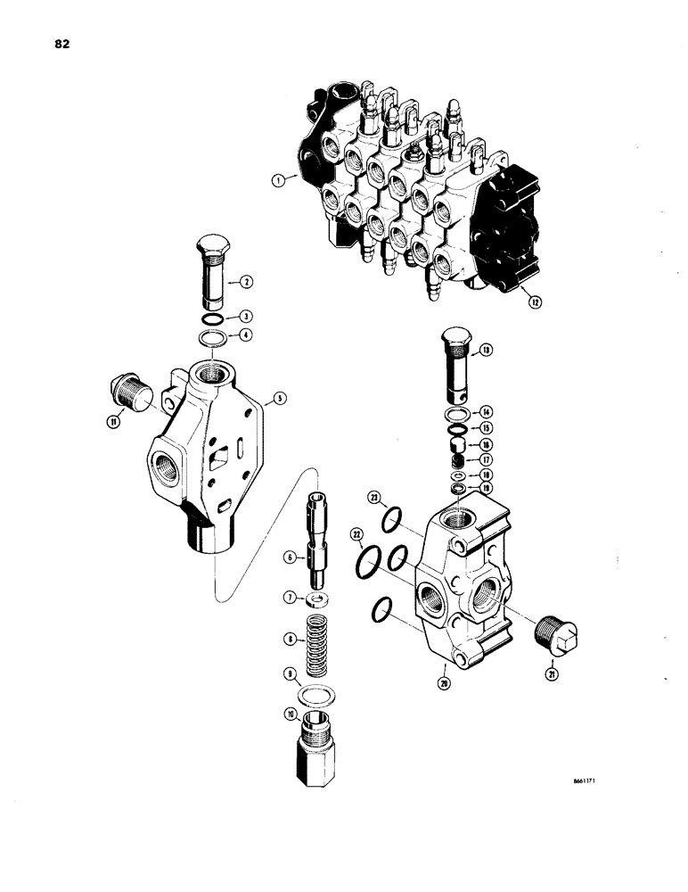 Схема запчастей Case 33 - (082) - D37146 BACKHOE OUTLET SECTION 