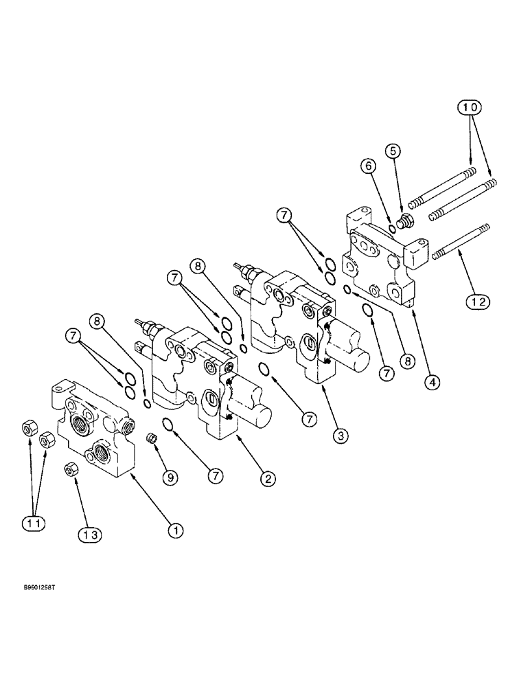 Схема запчастей Case 590L - (8-134) - AUXILIARY VALVE, TWO SPOOL (08) - HYDRAULICS