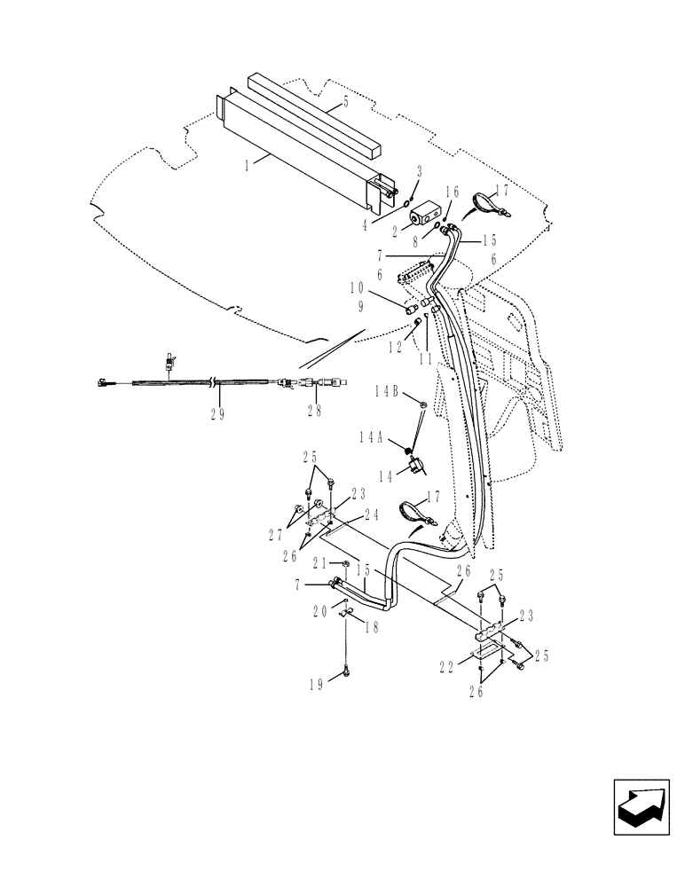 Схема запчастей Case 590SN - (50.206.03) - CAB - AIR CONDITIONING LINES, EVAPORATOR CORE (50) - CAB CLIMATE CONTROL